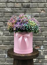 Цветочная композиция из Гипсофила и Розы в шляпной коробке в Котельниче