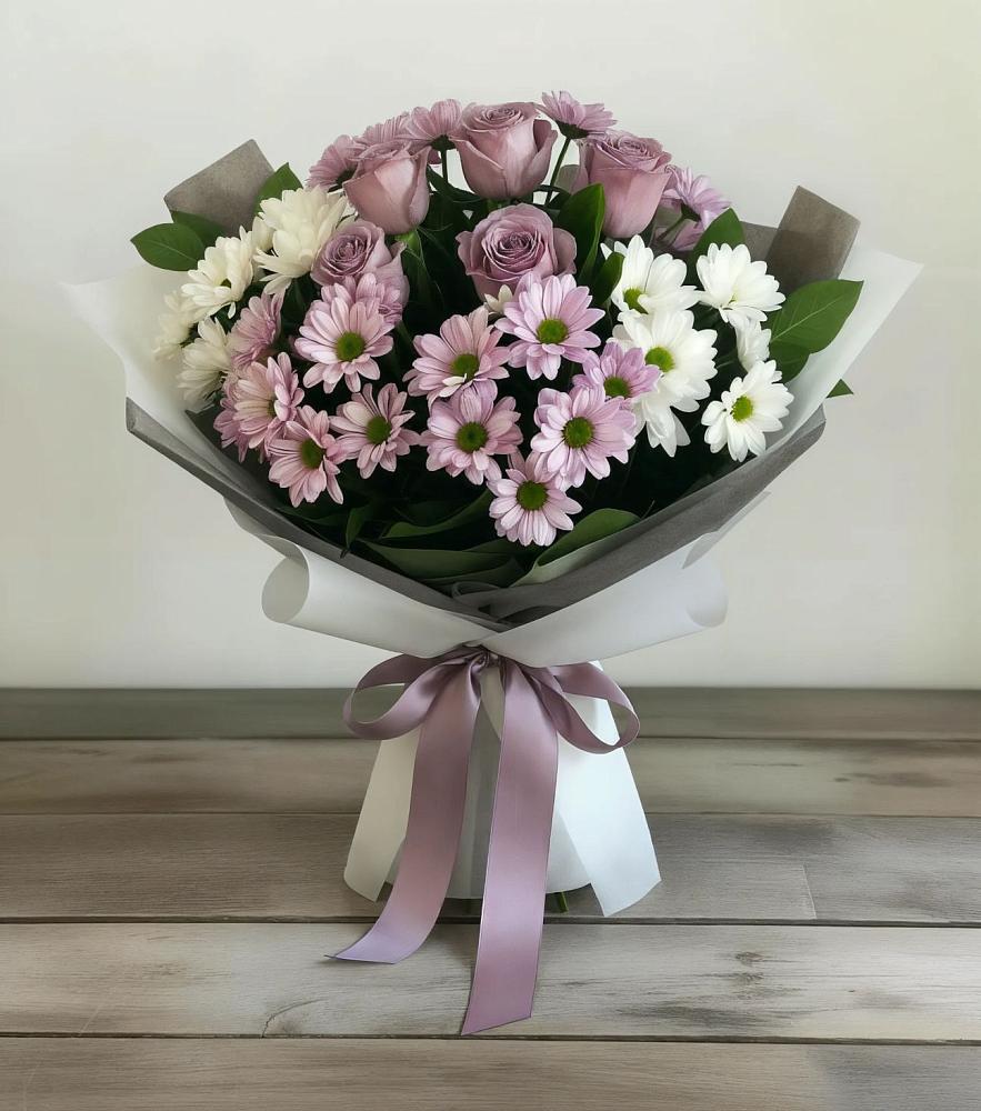 Букет цветов из: Хризантемы и Розы в Котельниче