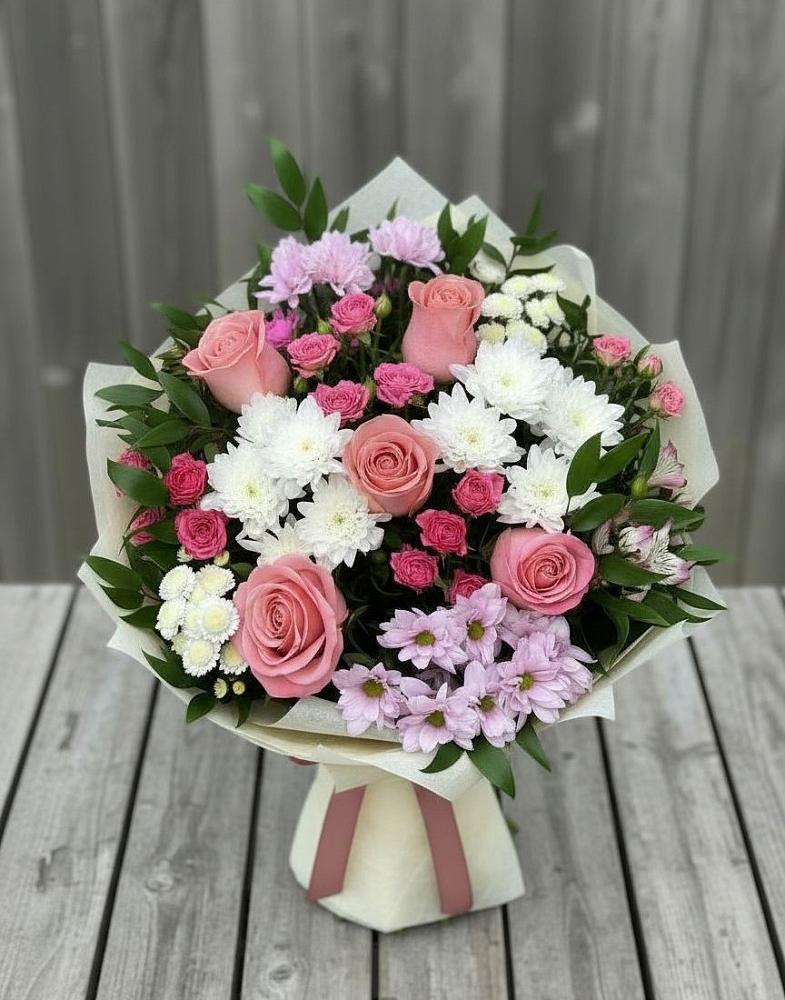 Букет цветов из: Альстромерии, Гвоздики, Розы и Хризантемы в Котельниче