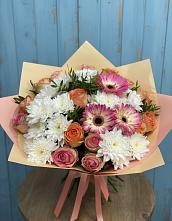 Букет цветов из:  Розы, Герберы и Хризантемы в Котельниче
