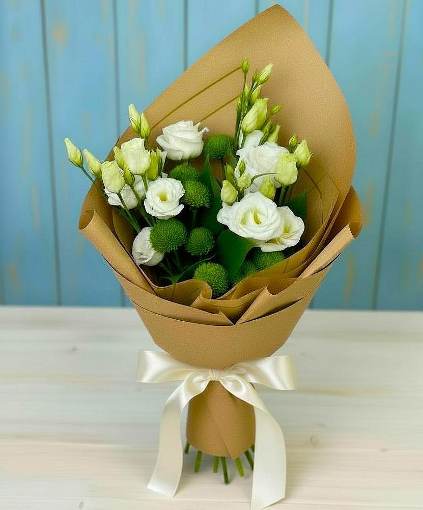 Букет цветов из: Хризантемы и Лизиантусы в Котельниче