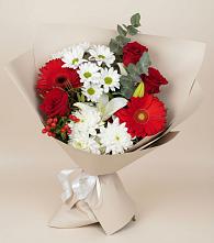 Букет цветов из:  Розы, Хризантемы, Герберы и Лилии в Котельниче