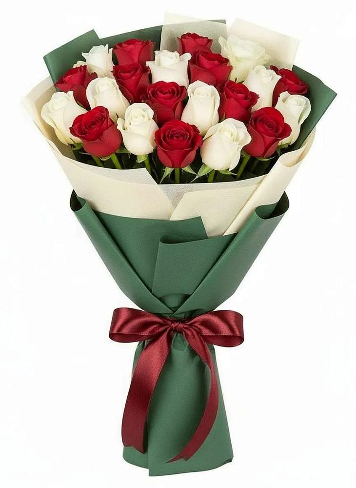 Букет Микс из красных и белых роз в Котельниче